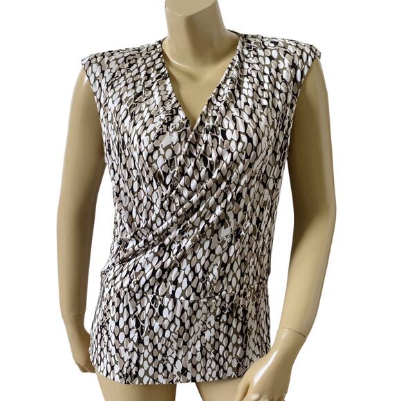 Ellen Tracy Womens Petite Large Surplice Cap Sleeve Animal Print Blouse - Picture 1 of 8